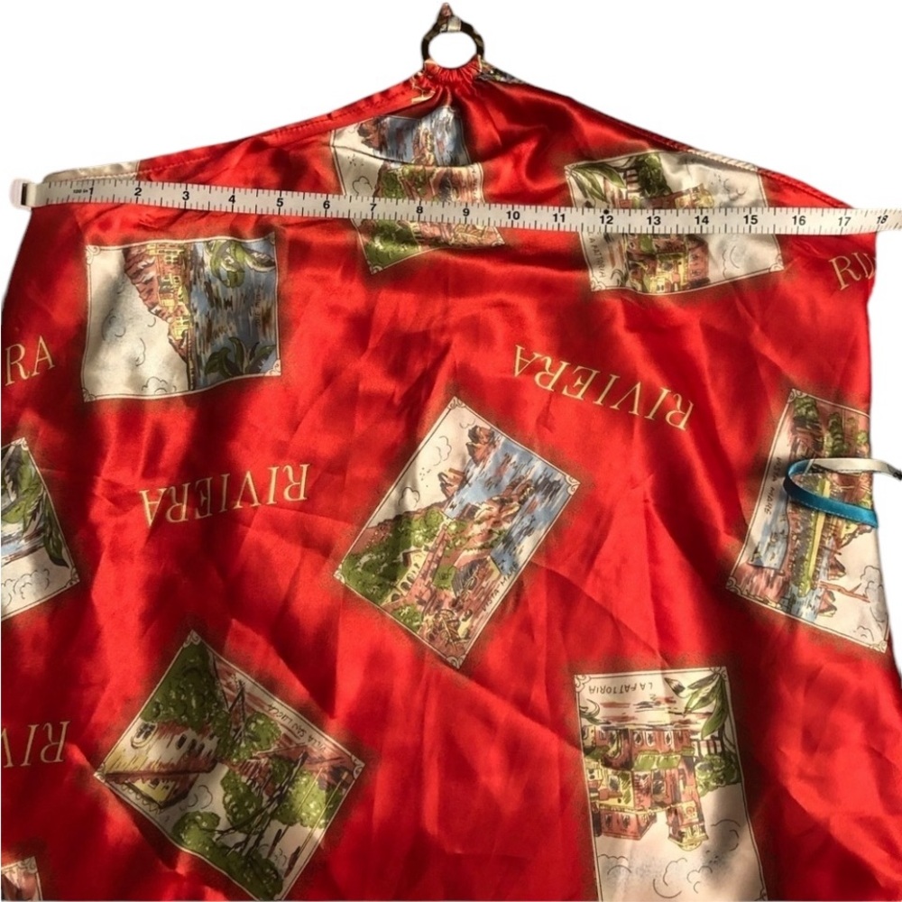 Old Navy size XL red Venice print silky halter red bias cut for give